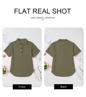 Foto 5 | Foto 5 | Top Elegante Para Mujer, Cuello En V, Tejido Gofrado Con Botones Henley Moss Green - Venta Internacional.