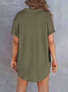 Foto 3 | Foto 3 | Blusa Tipo Túnica Elegante De Punto Gofrado Con Cuello En V Henley Moss Green - Venta Internacional.