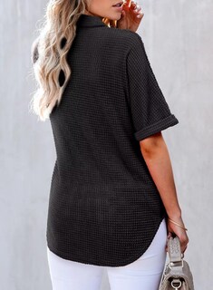 Foto 2 | Foto 2 | Camisa Astylish Henley Para Mujer, Manga Corta, Cuello En V, Negra - Venta Internacional.
