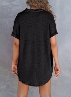 Foto 3 | Foto 3 | Camisa Astylish Henley Para Mujer, Manga Corta, Cuello En V, Negra - Venta Internacional.