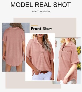 Foto 4 | Foto 4 | Blusa Tipo Túnica Elegante De Punto Gofrado, Manga Corta, Rosa Empolvado - Venta Internacional.