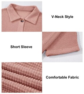 Foto 6 | Foto 6 | Blusa Tipo Túnica Elegante De Punto Gofrado, Manga Corta, Rosa Empolvado - Venta Internacional.