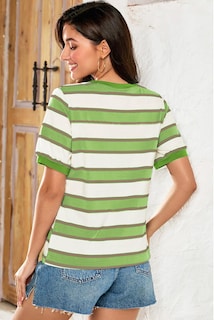 Foto 6 | Foto 6 | Camiseta Dokotoo 2025 A Rayas En Bloques De Color De Verano Para Mujer - Venta Internacional.