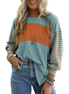 Foto 1 | Foto 1 | Sudadera Dokotoo Para Mujer De Manga Larga Con Rayas Rojas Y Azules - Venta Internacional.