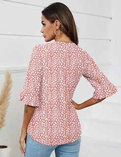 Foto 5 | Foto 5 | Blusa Lomon Para Mujer, Manga 3/4, Cuello En V, Estampado Floral De Verano, Talla S - Venta Internacional.