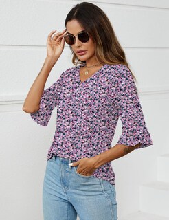 Foto 5 | Foto 5 | Camisa Lomon Summer Para Mujer, Manga 3/4, Estilo Túnica, Color Morado, Xxl - Venta Internacional.