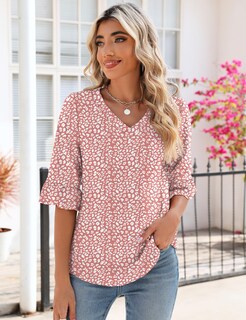 Foto 2 | Foto 2 | Top Lomon Blusa Casual De Verano Con Cuello En V Y Estampado Floral Para Mujer - Venta Internacional.