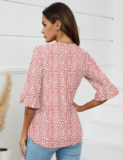 Foto 5 | Foto 5 | Top Lomon Blusa Casual De Verano Con Cuello En V Y Estampado Floral Para Mujer - Venta Internacional.