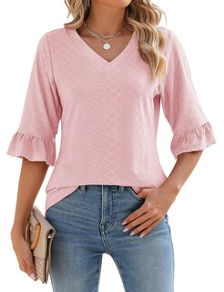 Foto 1 | Foto 1 | Blusa Lomon Para Mujer, Casual, Elegante, Manga 3/4 Y Cuello En V - Venta Internacional.