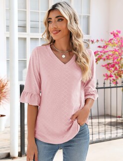 Foto 2 | Foto 2 | Blusa Lomon Para Mujer, Casual, Elegante, Manga 3/4 Y Cuello En V - Venta Internacional.