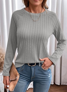 Foto 4 | Foto 4 | Top Dokotoo De Manga Larga De Primavera Para Mujer, Talla Grande, Gris - Venta Internacional.