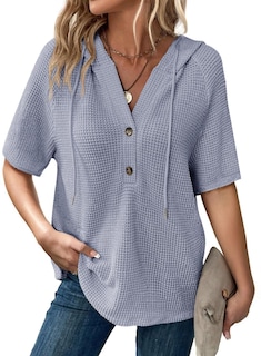 Foto 1 | Foto 1 | Tops Dokotoo De Punto Gofrado Para Mujer, Manga Corta, Azul Beau - Venta Internacional.