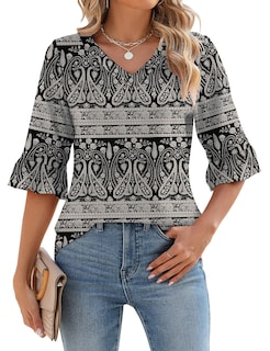 Foto 1 | Foto 1 | Blusa Tipo Túnica Lomon Para Mujer, Verano 2024, Cuello En V, Manga 3/4 - Venta Internacional.