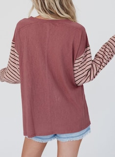 Foto 5 | Foto 5 | Sudadera Dokotoo De Manga Larga Para Mujer, A Rayas, Color Rojo Mineral - Venta Internacional.