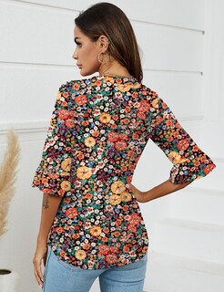 Foto 5 | Foto 5 | Blusas De Verano Tops Lomon Con Manga 3/4 Y Cuello En V Para Mujer - Venta Internacional.