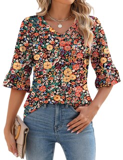 Foto 1 | Foto 1 | Blusa Lomon Para Mujer, Manga 3/4, Bordada Con Ojales, De Verano - Venta Internacional.