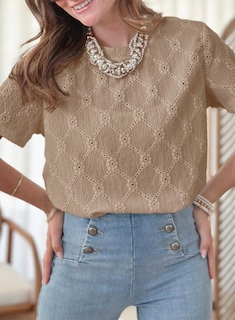 Foto 2 | Foto 2 | Top Tipo Túnica Dokotoo Para Mujer, Manga Corta, Verano, Bordado Con Ojales - Venta Internacional.