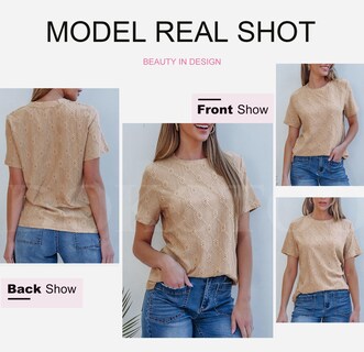 Foto 5 | Foto 5 | Top Tipo Túnica Dokotoo Para Mujer, Manga Corta, Verano, Bordado Con Ojales - Venta Internacional.