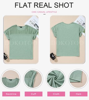 Foto 5 | Foto 5 | Camiseta Dokotoo Para Mujer, Talla Grande, Verde, Manga Corta De Verano - Venta Internacional.