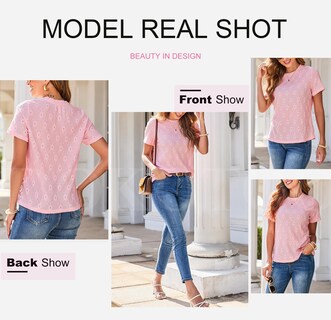 Foto 5 | Foto 5 | Camiseta Dokotoo Para Mujer, Cuello Redondo, Bordada, Color Rosa S - Venta Internacional.