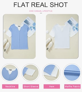 Foto 4 | Foto 4 | Top Dokotoo De Talla Grande Para Mujer, Manga Media Acampanada Y Cuello En V, Azul - Venta Internacional.