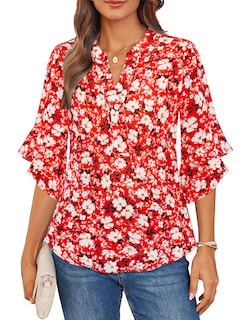 Foto 1 | Foto 1 | Blusa Grace Karin Con Estampado Floral Y Manga 3/4 Con Cuello En V Para Mujer - Venta Internacional.
