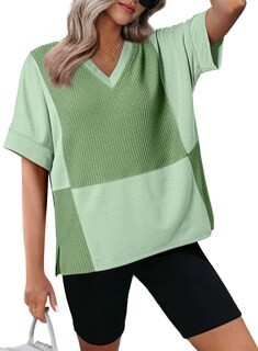 Foto 1 | Foto 1 | Tops Dokotoo Spring Para Mujer, Camiseta Verde De Manga Corta Con Cuello En V - Venta Internacional.