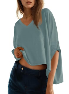 Foto 1 | Foto 1 | Blusas Dokotoo Para Mujer, Manga Corta, Cuello En V, Color Azul Xl - Venta Internacional.