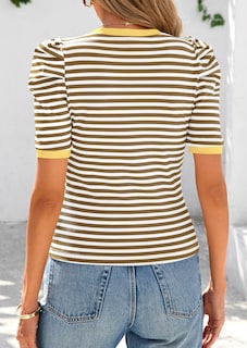 Foto 2 | Foto 2 | Camiseta Prettygarden Para Mujer, Color Caqui, Con Bloques De Colores, Color Caqui - Venta Internacional.