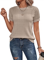 Blusas De Verano Dokotoo 2025 Para Mujer, Cuello Redondo, Manga Corta, Talla M, Color Caqui - Venta Internacional.