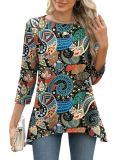 Foto 1 | Foto 1 | Blusa Tipo Túnica Lomon, Manga 3/4, Holgada, Ropa De Verano Para Mujer - Venta Internacional.