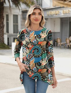 Foto 2 | Foto 2 | Blusa Tipo Túnica Lomon, Manga 3/4, Holgada, Ropa De Verano Para Mujer - Venta Internacional.