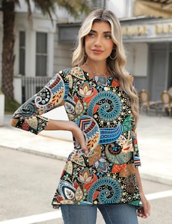 Foto 3 | Foto 3 | Blusa Tipo Túnica Lomon, Manga 3/4, Holgada, Ropa De Verano Para Mujer - Venta Internacional.
