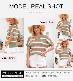 Foto 2 | Foto 2 | Blusa Tipo Túnica Dokotoo Para Mujer, Cuello En V, Manga Corta, Naranja - Venta Internacional.