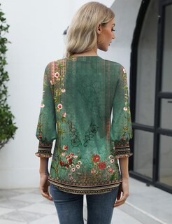 Foto 4 | Foto 4 | Camiseta Lomon Blusa Casual Con Cuello En V Y Manga 3/4 Para Mujer - Venta Internacional.