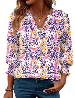 Foto 1 | Foto 1 | Blusa Lomon Casual Para Mujer, Elegante Cuello En V Y Manga 3/4 - Venta Internacional.