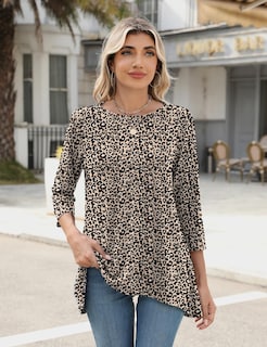 Foto 2 | Foto 2 | Camiseta Tipo Túnica Lomon Para Mujer, Manga 3/4, Con Estampado De Leopardo, Para Leggings - Venta Internacional.