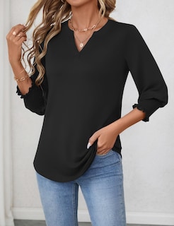 Foto 2 | Foto 2 | Top Lomon Para Mujer, Manga 3/4, Cuello En V, Holgado, Negro - Venta Internacional.
