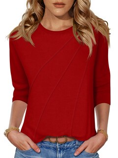 Foto 1 | Foto 1 | Blusa Lomon De Manga 3/4 Roja De Poliéster/rayón/spandex Para Mujer - Venta Internacional.