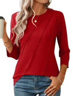 Foto 2 | Foto 2 | Blusa Lomon De Manga 3/4 Roja De Poliéster/rayón/spandex Para Mujer - Venta Internacional.