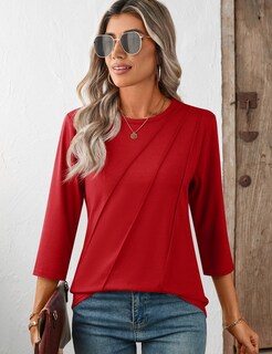 Foto 3 | Foto 3 | Blusa Lomon De Manga 3/4 Roja De Poliéster/rayón/spandex Para Mujer - Venta Internacional.