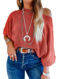 Foto 1 | Foto 1 | Top Evaless Tawny De Manga 3/4 Con Cuello De Barco Para Mujer, Moda 2025 - Venta Internacional.