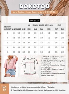 Foto 5 | Foto 5 | Camisa Henley De Punto Gofrado Top Dokotoo De Manga Corta Para Mujer - Venta Internacional.