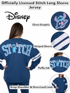 Foto 4 | Foto 4 | Jersey De Manga Larga Disney Stitch Para Mujer, Azul Oscuro, Xxl - Venta Internacional.