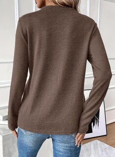 Foto 3 | Foto 3 | Camiseta Evaless Para Mujer, Manga Larga, Cuello Redondo, 2024, Color Café M - Venta Internacional.