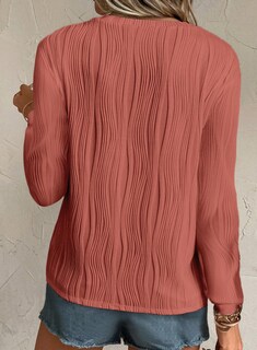 Foto 3 | Foto 3 | Camiseta Evaless Para Mujer, Manga Larga, Cuello Redondo, Color Rosa Texturizado - Venta Internacional.