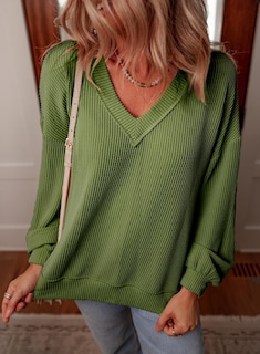 Foto 2 | Foto 2 | Camiseta Tipo Túnica Evaless De Manga Larga Con Cuello En V, Gran Tamaño, Verde Oliva, 2xl - Venta Internacional.