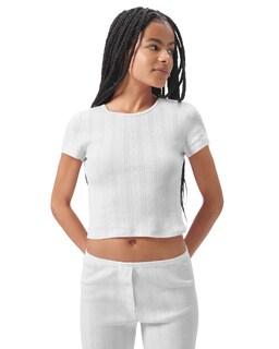 Foto 1 | Foto 1 | Camiseta Florence By Mills Cozy Crush De Manga Corta Acanalada Blanca - Venta Internacional.