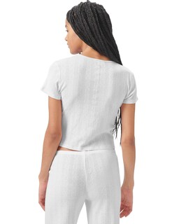 Foto 3 | Foto 3 | Camiseta Florence By Mills Cozy Crush De Manga Corta Acanalada Blanca - Venta Internacional.