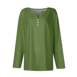 Foto 4 | Foto 4 | Blusas De Manga Larga Con Cuello En V Y Botones Casuales, Túnicas Elegantes - Venta Internacional.